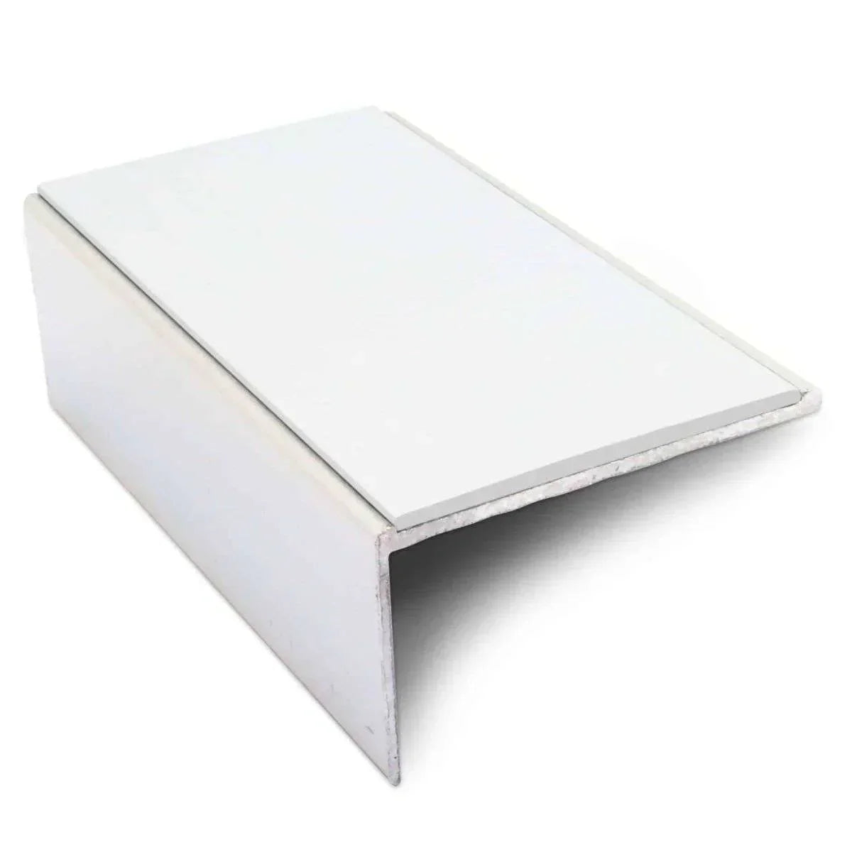 NSL01 56 x 32mm Aluminium Non Slip Stair Nosing Edge Trim With Pvc Insert White