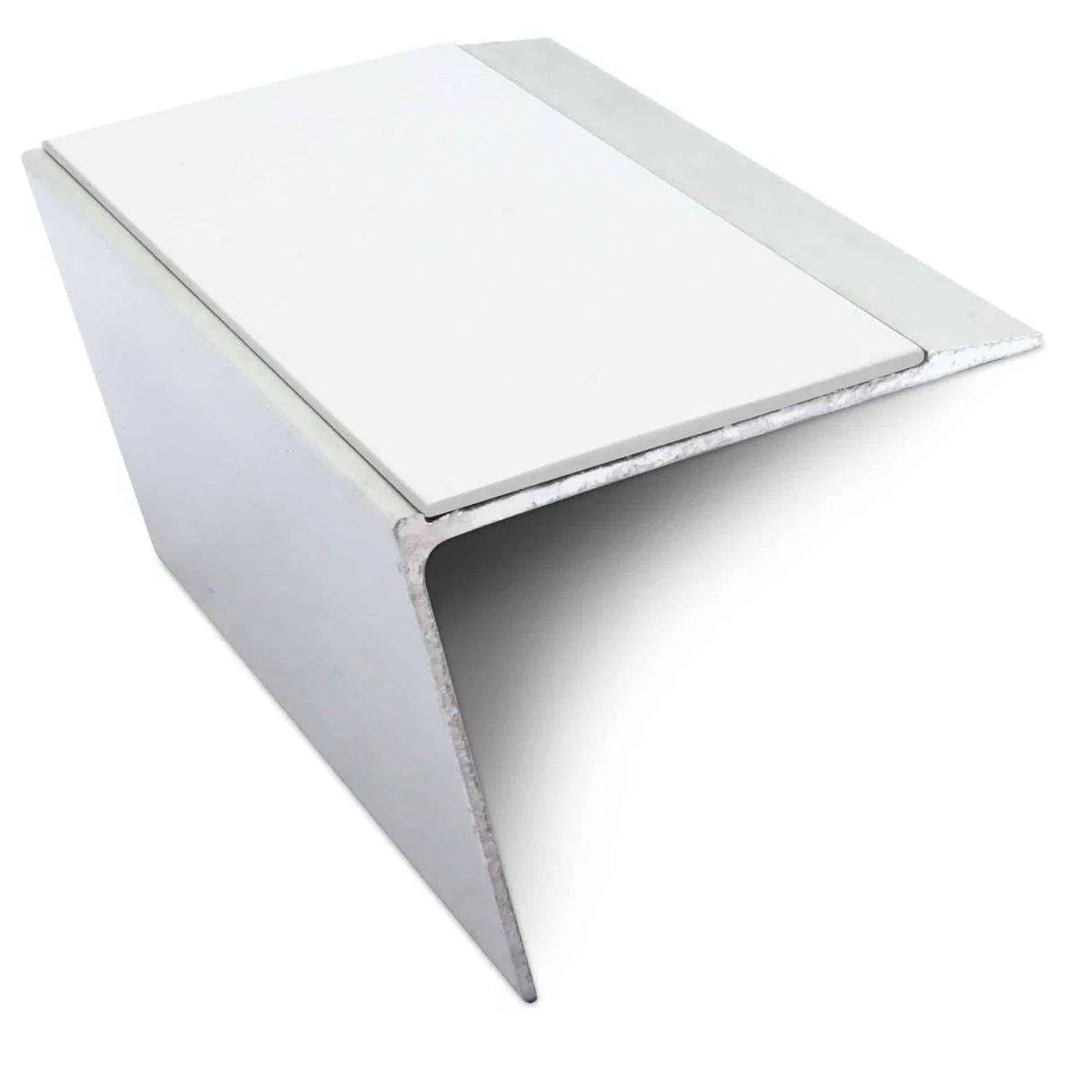NSL26 Aluminium DDA Compliant Stair Nosing 67 x 55mm with Anti-Slip PVC Insert White