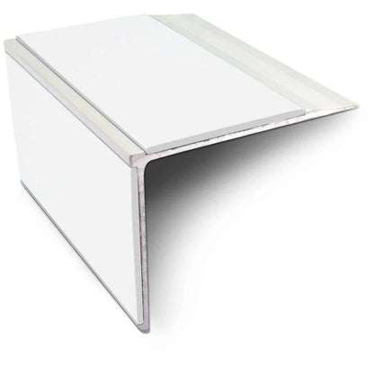 NSL27 DDA Compliant Aluminium Stair Nosing 75x58mm – Non Slip Edge Trim with PVC Insert White