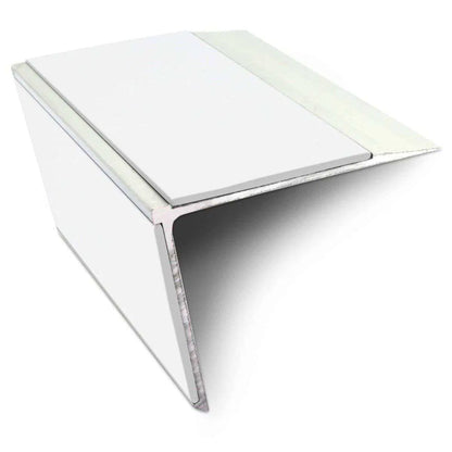 NSL28 DDA Compliant Aluminium Stair Nosing 75x58mm – Non-Slip Edge Trim with PVC Insert White