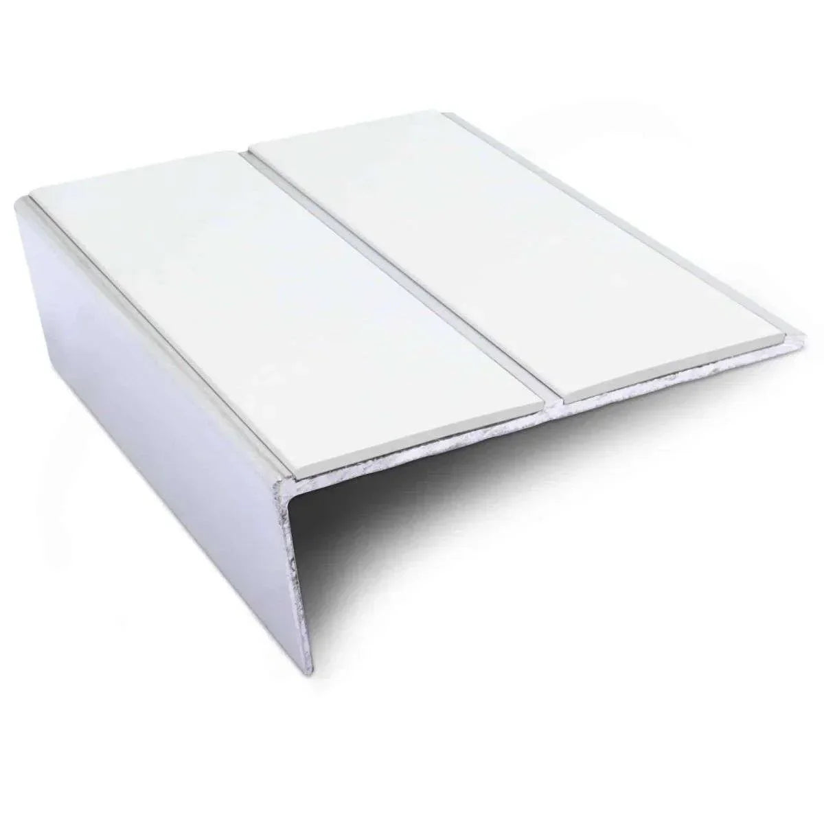 NSL10 85 x 32mm Aluminium Non Slip Stair Nosing Edge Trim With Pvc Insert White