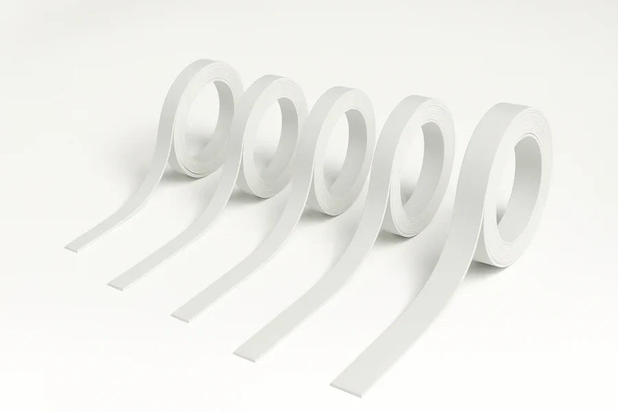 White PVC Plastic Bar Strip Roll Flat Architrave Trim Various Sizes