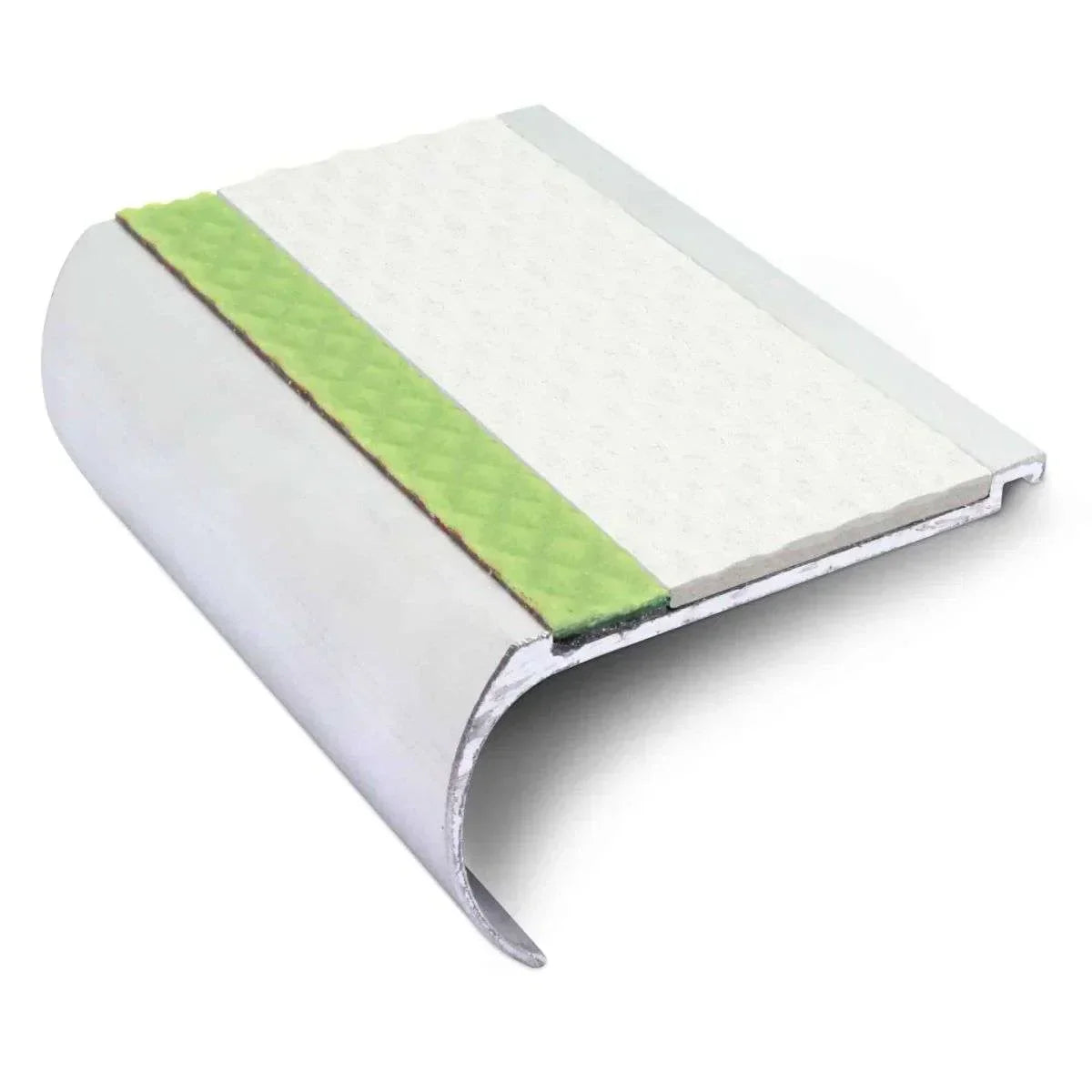 AHD07 70 x 40mm Aluminium Tredsafe Non Slip Stair Edge Trim White Tredsafe