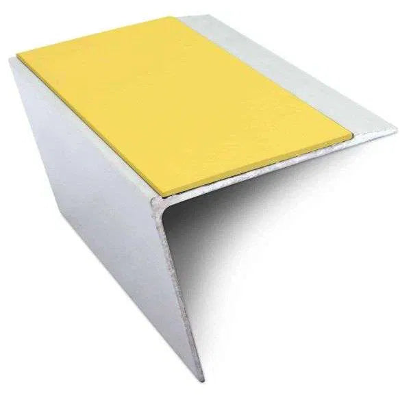 NSL26 Aluminium DDA Compliant Stair Nosing 67 x 55mm with Anti-Slip PVC Insert Yellow