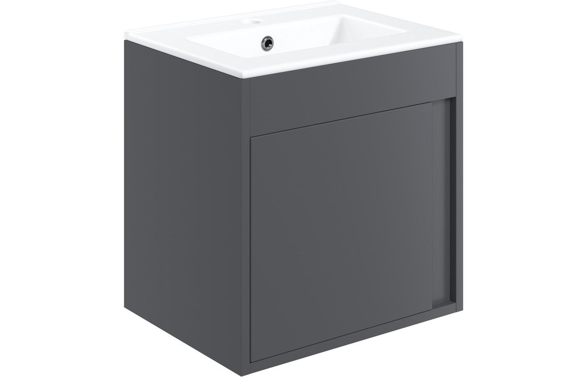 Farnham 510mm Wall Hung Unit (Basin Included) - Matt Graphite Grey