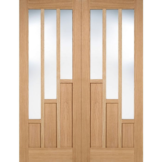 LPD Coventry 3P 3L Glazed Internal Door Pairs 1981 x 1067mm Pre-Finished Oak