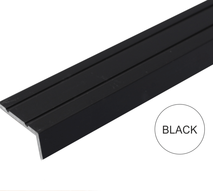 NAS 30×20 Aluminium Retro Fit Self Adhesive Non Slip Stair Nosing Black