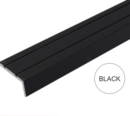 NAS 30×20 Aluminium Retro Fit Self Adhesive Non Slip Stair Nosing Black