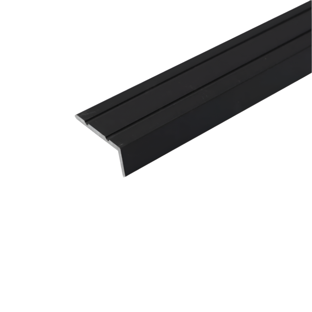 A31 25 x 10mm Anodised Aluminium Self Adhesive Stair Nosing Edge Trim Black 2.7m
