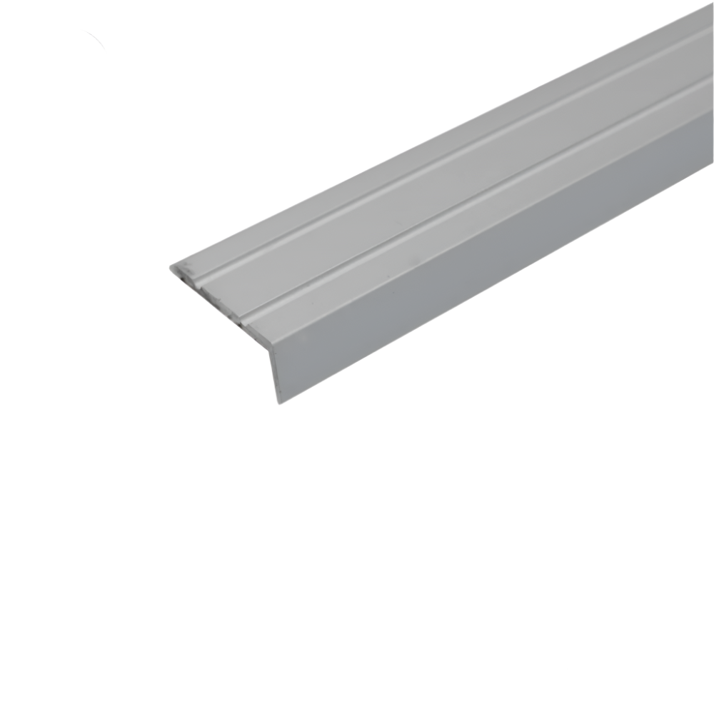 A31 25 x 10mm Anodised Aluminium Self Adhesive Stair Nosing Edge Trim Silver 2.7m
