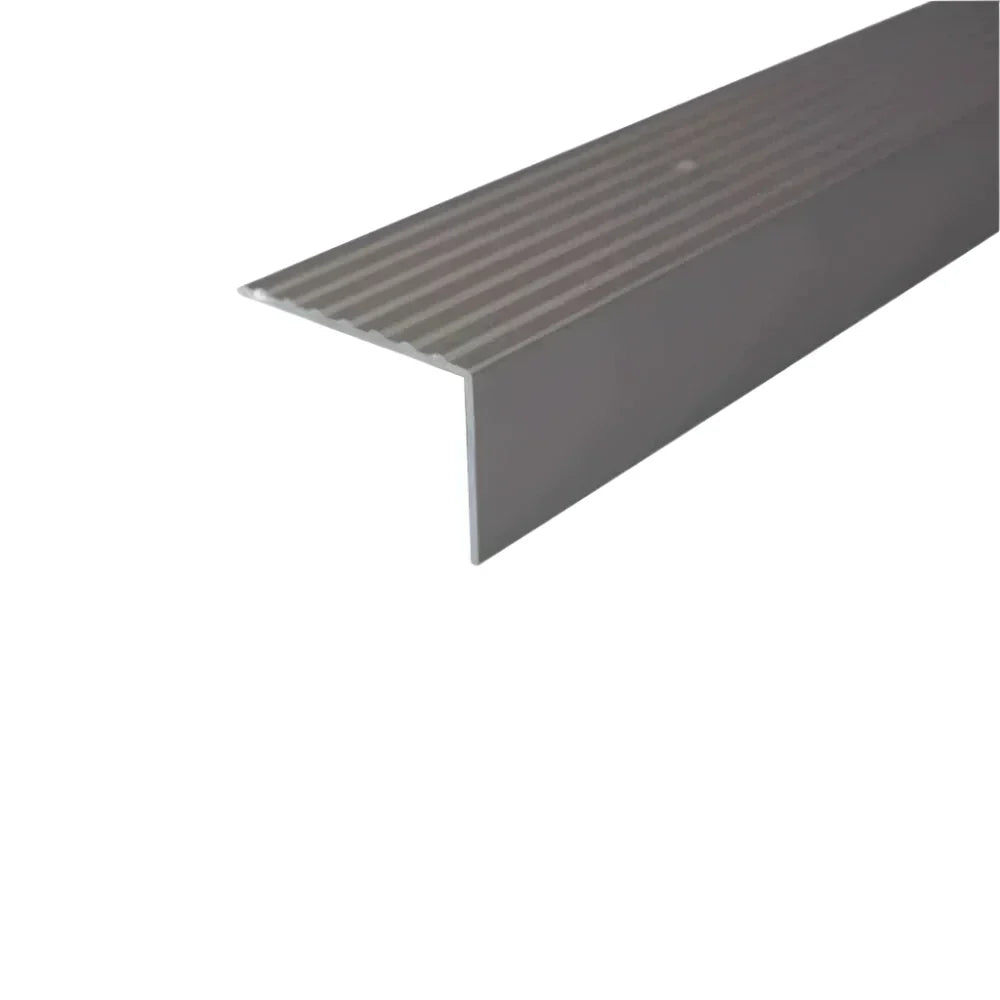 A32 65 x 42mm Anodised Aluminium Non Slip Ribbed Treads Stair Nosing Edge Trim Inox