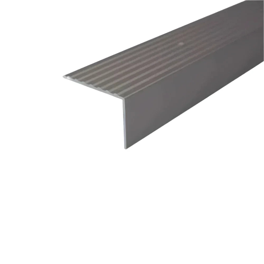 A32 65 x 42mm Anodised Aluminium Non Slip Ribbed Treads Stair Nosing Edge Trim Inox