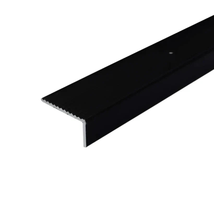 A33 40 x 20mm Anodised Aluminium Non Slip Ribbed Treads Stair Nosing Edge Trim Black