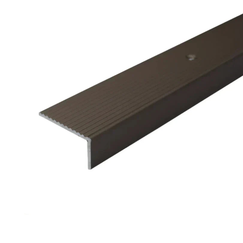 A33 40 x 20mm Anodised Aluminium Non Slip Ribbed Treads Stair Nosing Edge Trim Champagne