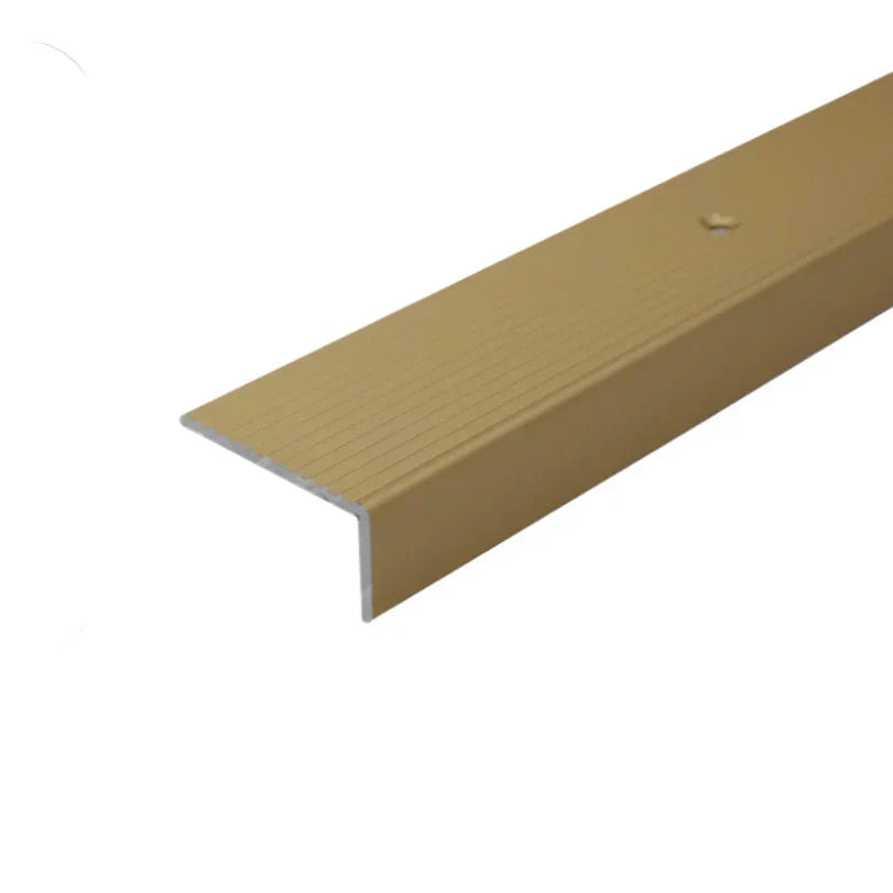 A33 40 x 20mm Anodised Aluminium Non Slip Ribbed Treads Stair Nosing Edge Trim Gold