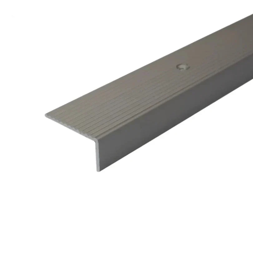 A33 40 x 20mm Anodised Aluminium Non Slip Ribbed Treads Stair Nosing Edge Trim Inox