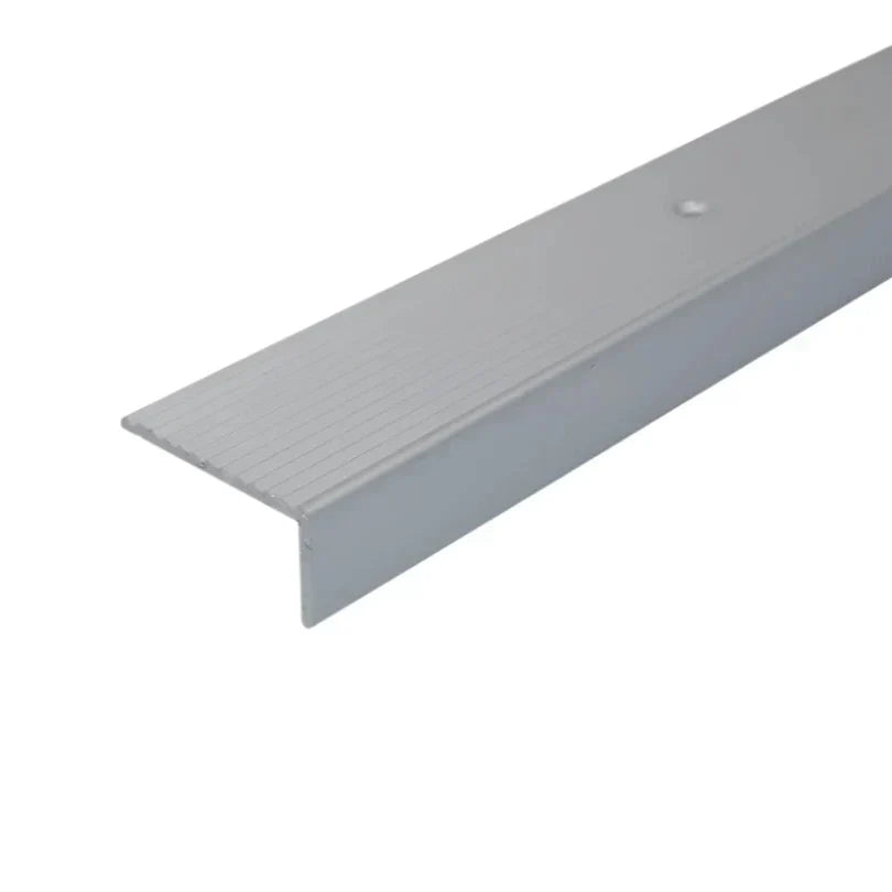 A33 40 x 20mm Anodised Aluminium Non Slip Ribbed Treads Stair Nosing Edge Trim Silver
