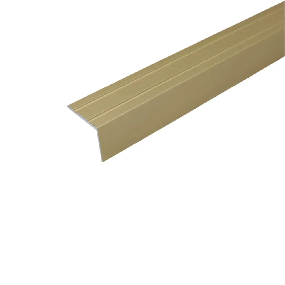 A36 25 x 20mm Anodised Aluminium Self Adhesive Stair Nosing Edge Trim Gold