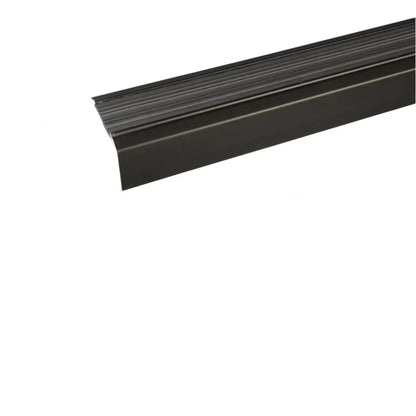 A38 - 46 x 30mm Anodised Aluminium Non Slip Rubber Stair Nosing Edge Trim Black With Black Rubber