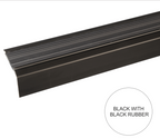 A38 46 x 30mm Anodised Aluminium Self Adhesive Non Slip Rubber Stair Nosing Edge Trim Black With Black Rubber
