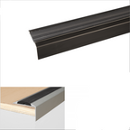 A38 46 x 30mm Anodised Aluminium Self Adhesive Non Slip Rubber Stair Nosing Edge Trim Black With Black Rubber