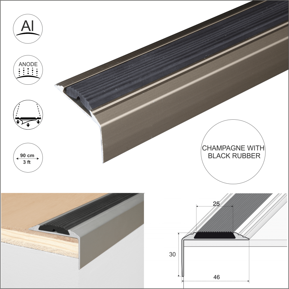 A80 29mm x 17mm x 10mm Stair Nosing Edge Trim Step Edging For Tiles