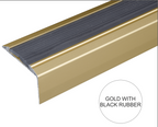A38 46 x 30mm Anodised Aluminium Self Adhesive Non Slip Rubber Stair Nosing Edge Trim Gold With Black Rubber