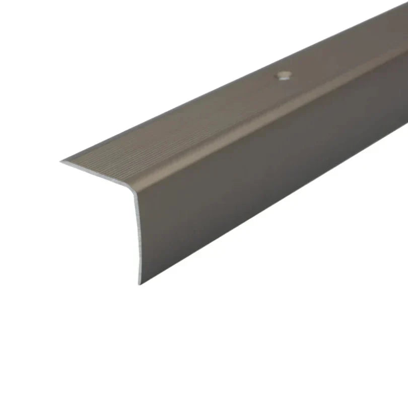 A41 35 x 35mm Anodised Aluminium Non Slip Ribbed Treads Stair Nosing Edge Trim Champagne