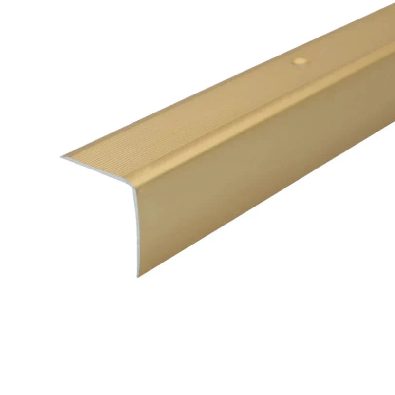 A41 35 x 35mm Anodised Aluminium Non Slip Ribbed Treads Stair Nosing Edge Trim Gold