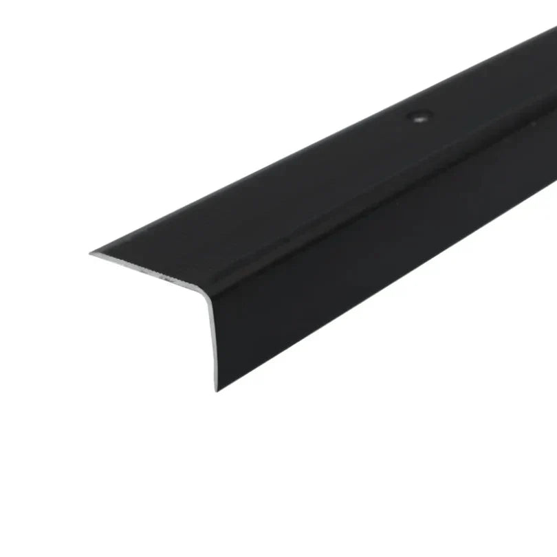 A42 41 x 26.6mm Anodised Aluminium Non Slip Ribbed Treads Stair Nosing Edge Trim Black