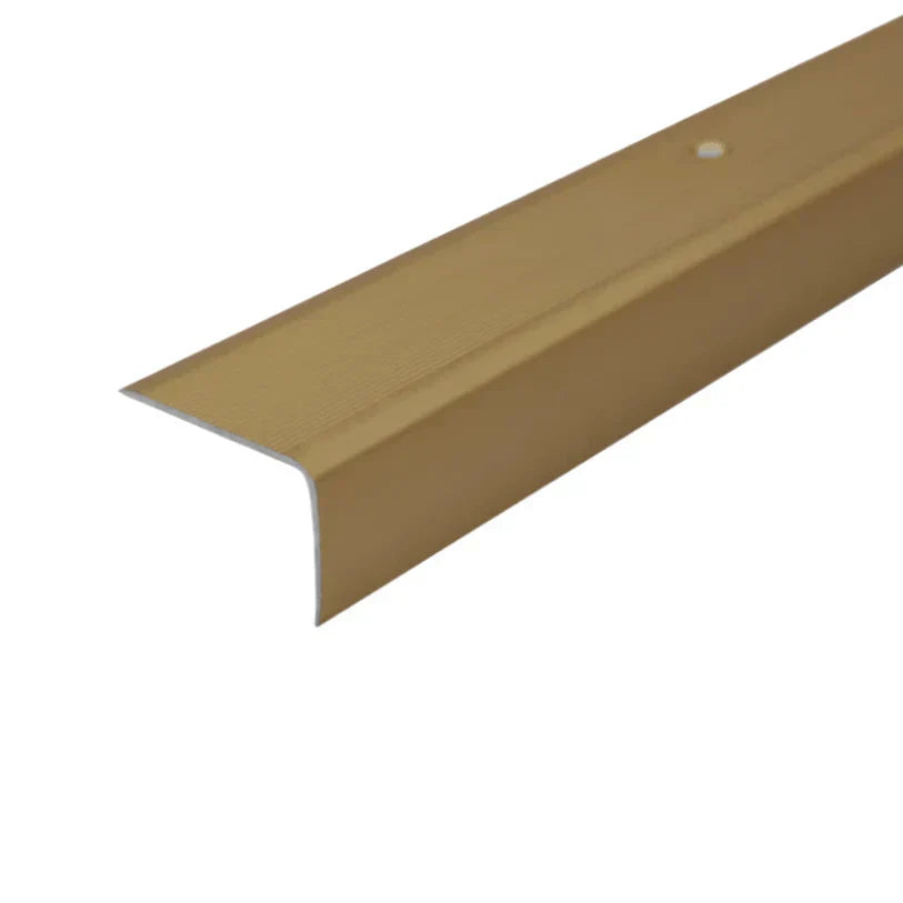 A42 41 x 26.6mm Anodised Aluminium Non Slip Ribbed Treads Stair Nosing Edge Trim Gold