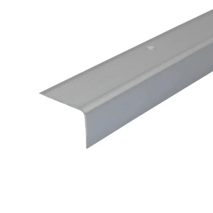 A42 41 x 26.6mm Anodised Aluminium Non Slip Ribbed Treads Stair Nosing Edge Trim Silver