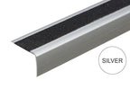 A44 41 x 26.6mm Anodised Aluminium Non Slip Stair Nosing Edge Trim With Non Slip Tape Silver