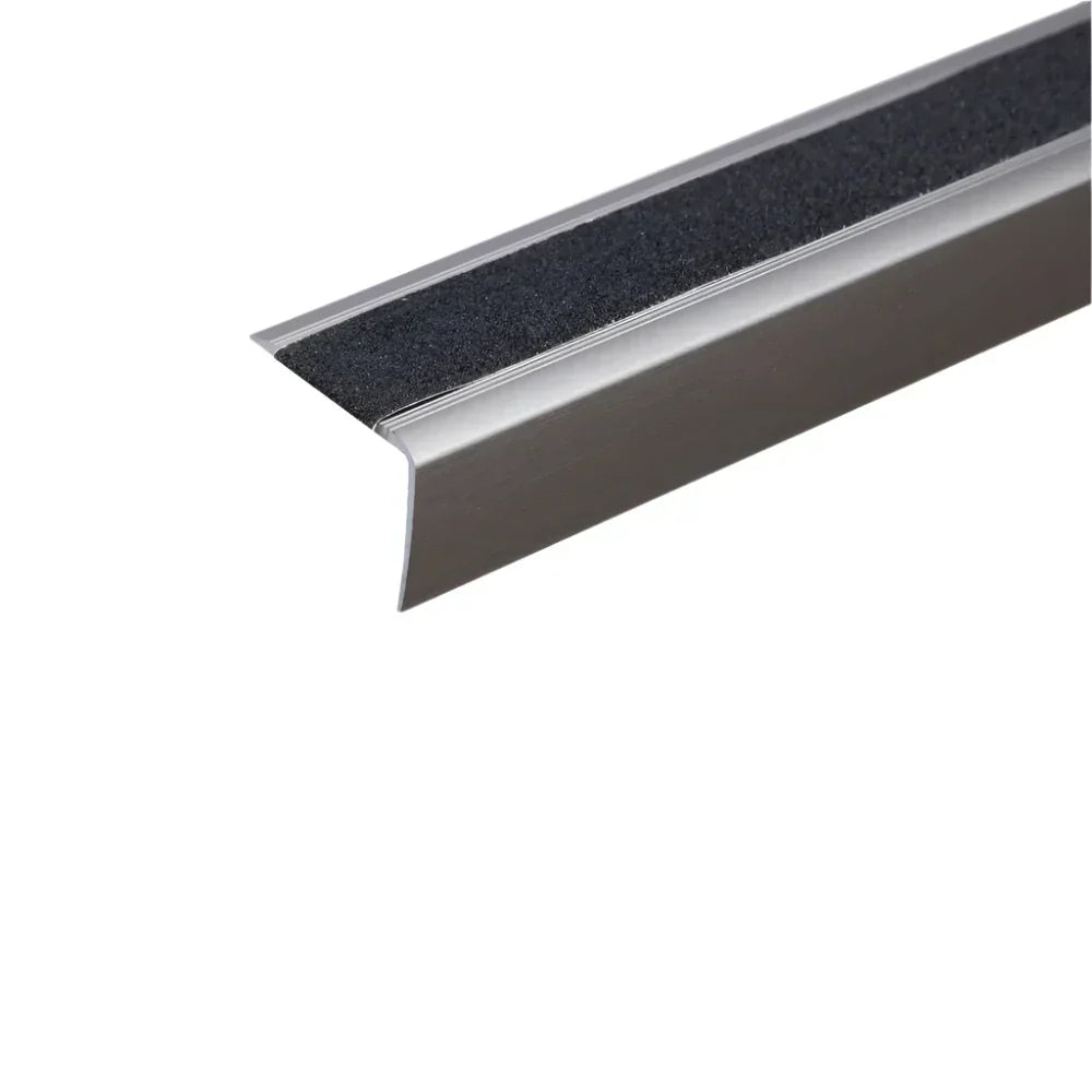 A44 41 x 26.6mm Anodised Aluminium Non Slip Stair Nosing Edge Trim With Tape Inox