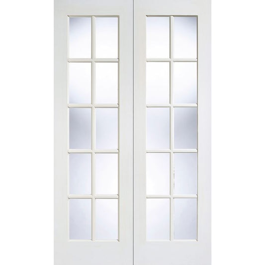 LPD GTPSA Clear Bevelled Glazed Internal Door Pairs 1981 x 1371mm Primed White