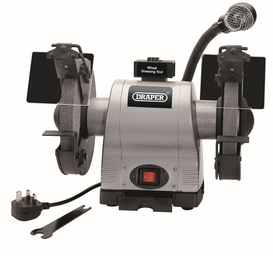 Draper Heavy Duty Bench Grinder with Worklight - 200mm, 550W