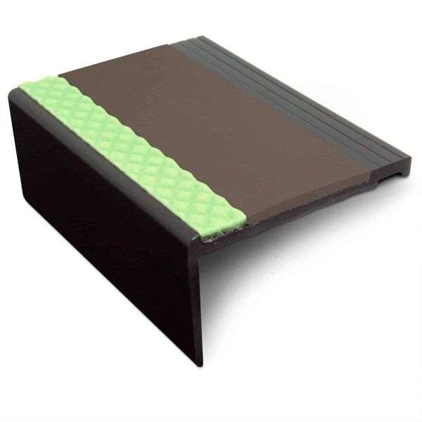 AHP 67.5x39mm Aluminator® Heavy Duty PVC Stair Nosing – Non-Slip Aluminium Edge Brown Genesis