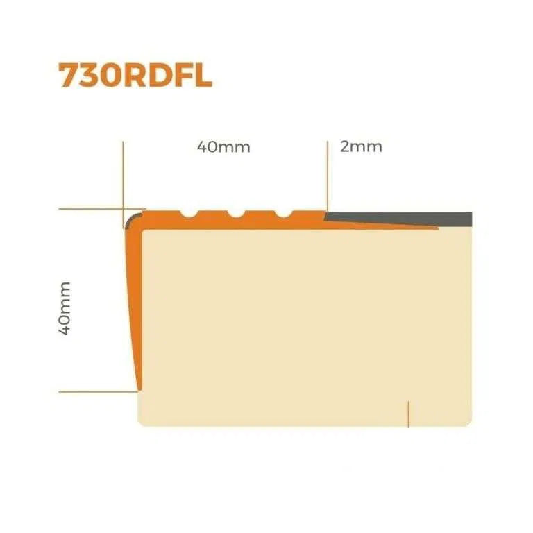 Flexible Luminescent Non-Slip PVC Stair Nosing 730-RDFL ( 1200mm x 40mm x 40mm )