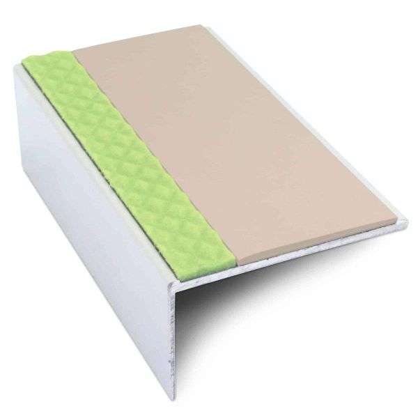 ASL01 56x32mm Aluminium Non Slip Stair Nosing Edge Trim With Pvc Insert Beige