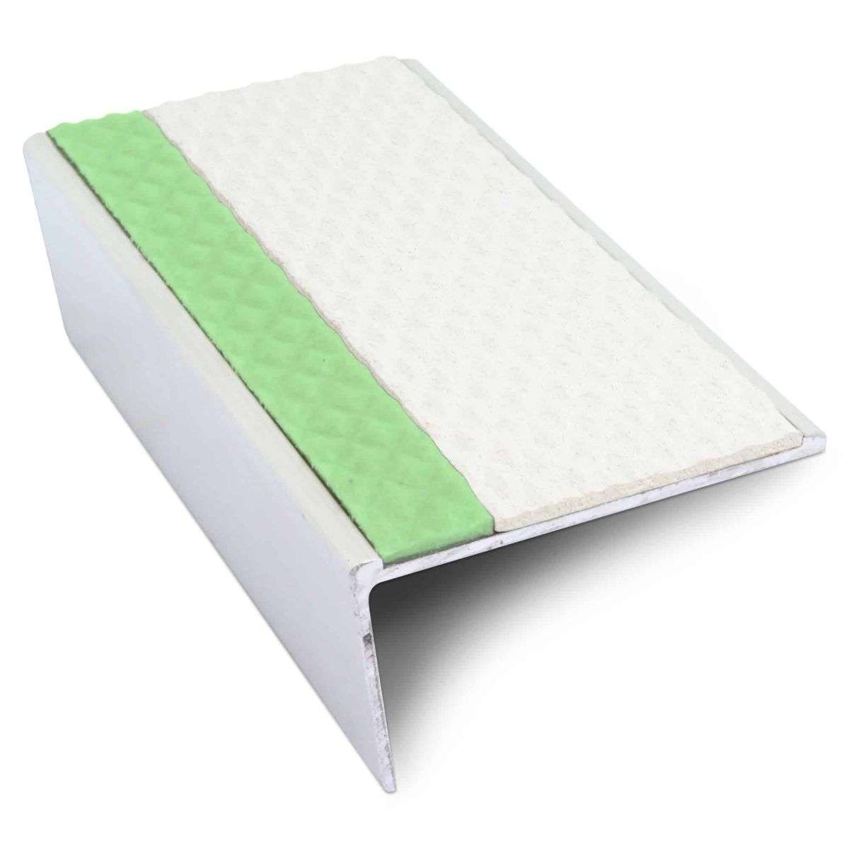 ASL01 Tredsafe 56x32mm Aluminium Non Slip Stair Nosing Edge Trim With Pvc Insert White Tredsafe