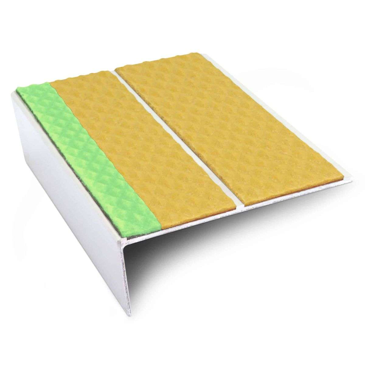 ASL10 Tredsafe 85x32mm Aluminium Non Slip Stair Nosing Edge Trim With Pvc Insert Yellow Tredsafe