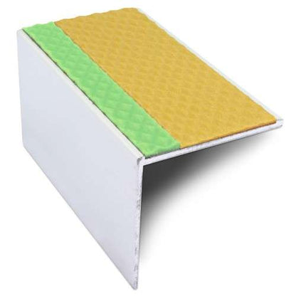 ASL19 56x55mm Tredsafe DDA Compliant Aluminium Non Slip Stair Nosing Edge Trim With Pvc Insert Yellow Tredsafe