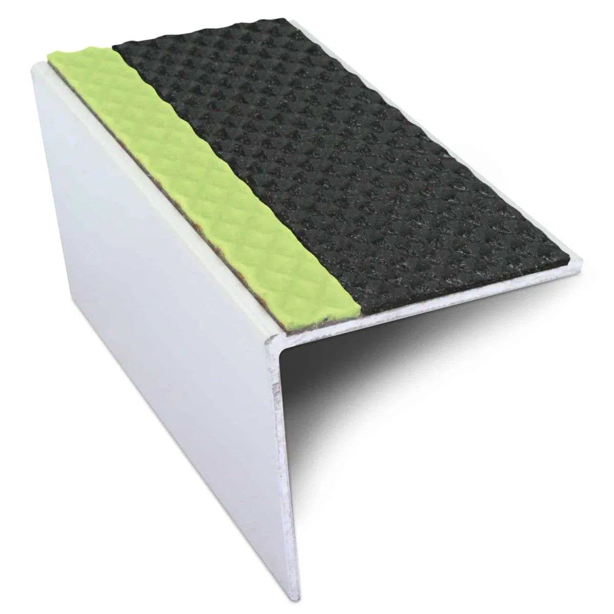 ASL20 57x55mm TredSafe DDA Compliant Aluminium Non Slip Stair Nosing Edge Trim With Pvc Insert Black Tredsafe