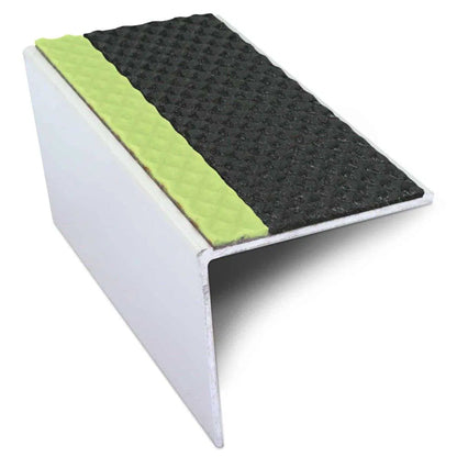 ASL20 57x55mm TredSafe DDA Compliant Aluminium Non Slip Stair Nosing Edge Trim With Pvc Insert Black Tredsafe