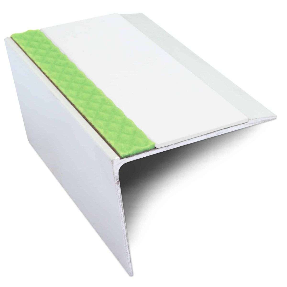 ASL26 67x55mm DDA Compliant Aluminium Non Slip Stair Nosing Edge Trim With Pvc Insert White