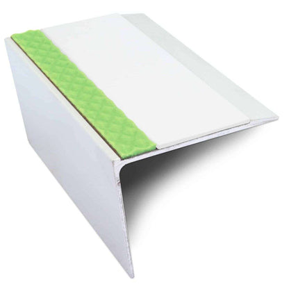 ASL26 67x55mm DDA Compliant Aluminium Non Slip Stair Nosing Edge Trim With Pvc Insert White