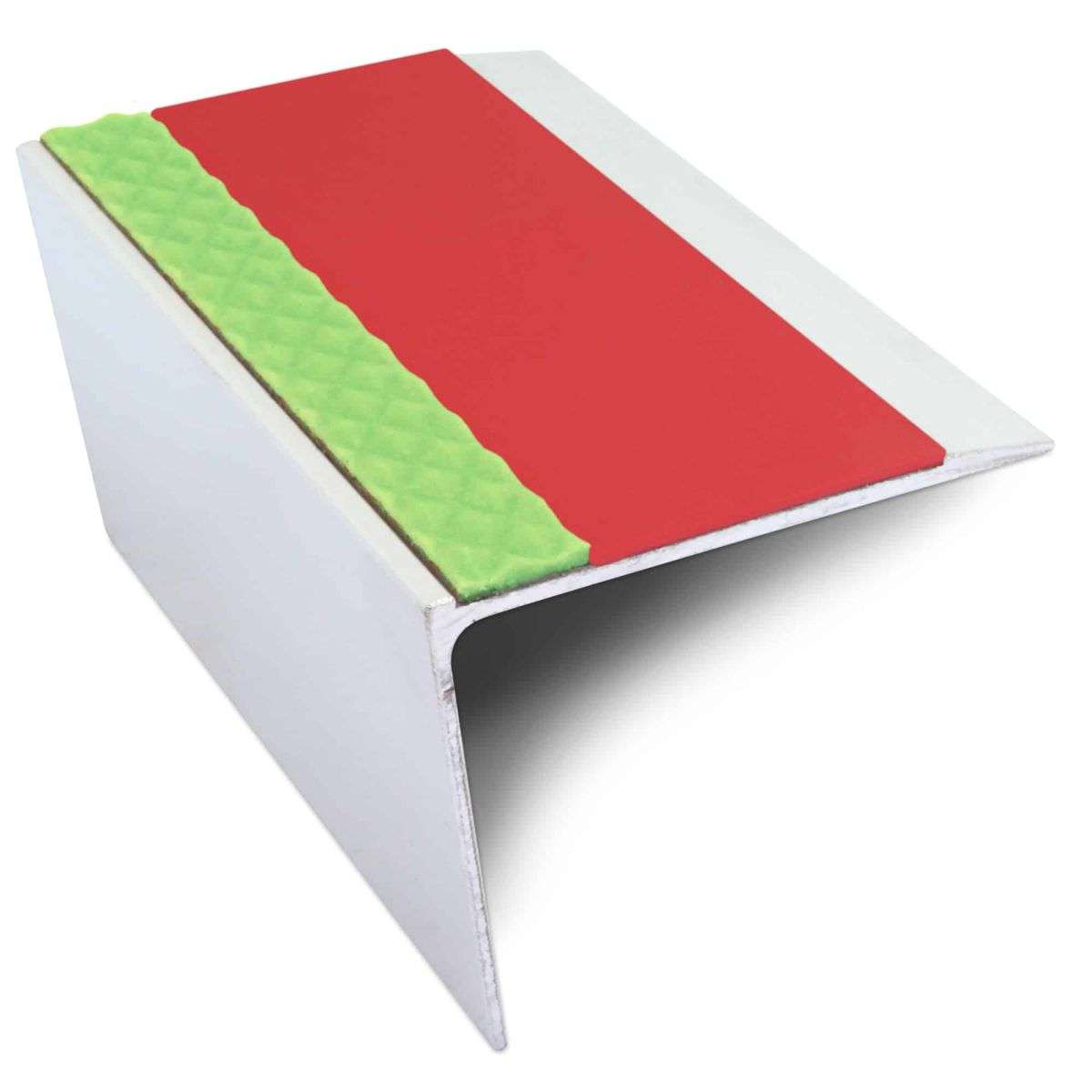 ASL26 67x55mm DDA Compliant Aluminium Non Slip Stair Nosing Edge Trim With Pvc Insert Red