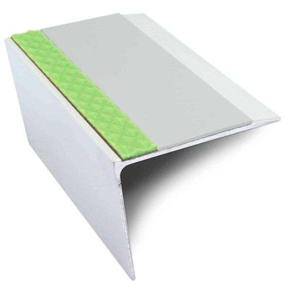 ASL26 67x55mm DDA Compliant Aluminium Non Slip Stair Nosing Edge Trim With Pvc Insert Ice Grey