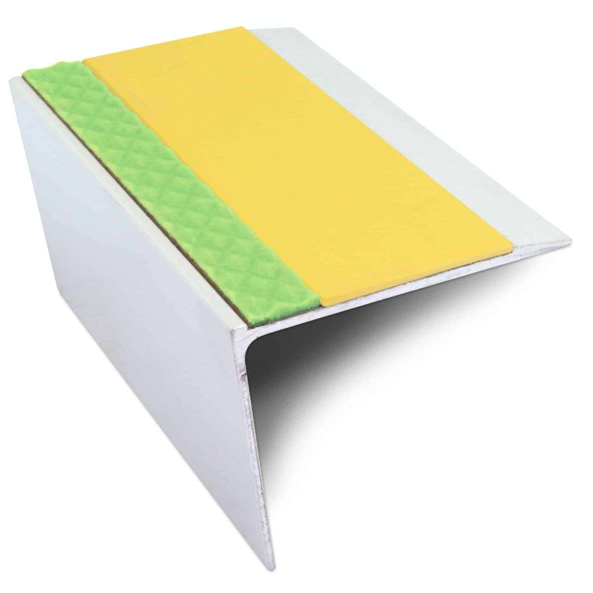 ASL26 67x55mm DDA Compliant Aluminium Non Slip Stair Nosing Edge Trim With Pvc Insert Yellow