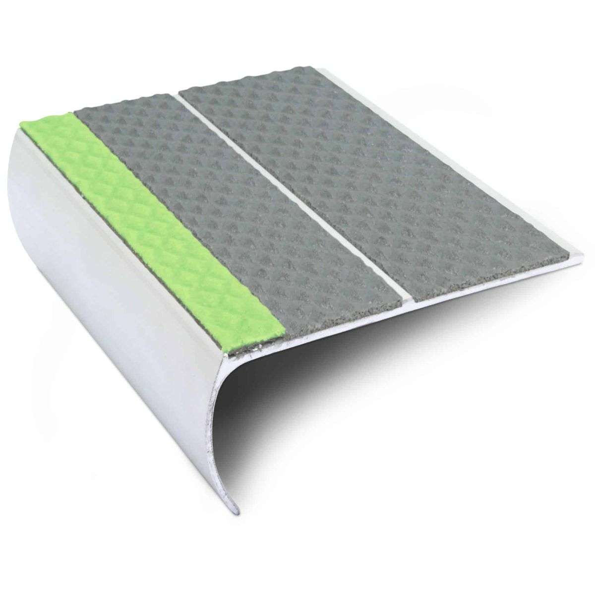 ASL29 87x40mm Tredsafe Aluminium Non Slip Stair Nosing Edge Trim With Pvc Insert Dolphin Grey Tredsafe